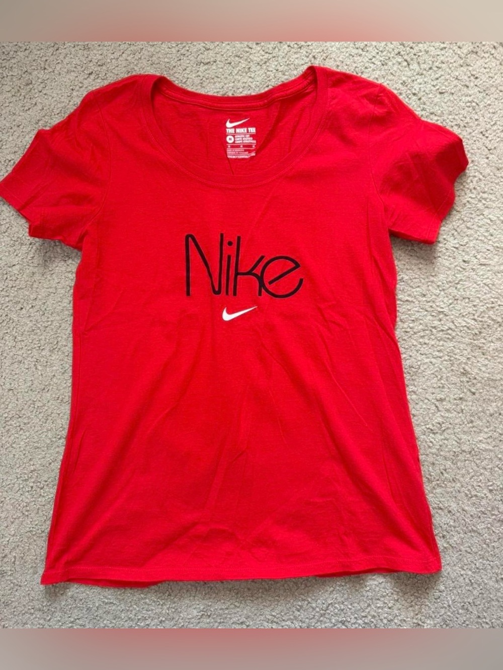 Nike Red Short-Sleeve Logo Tee with Black Script